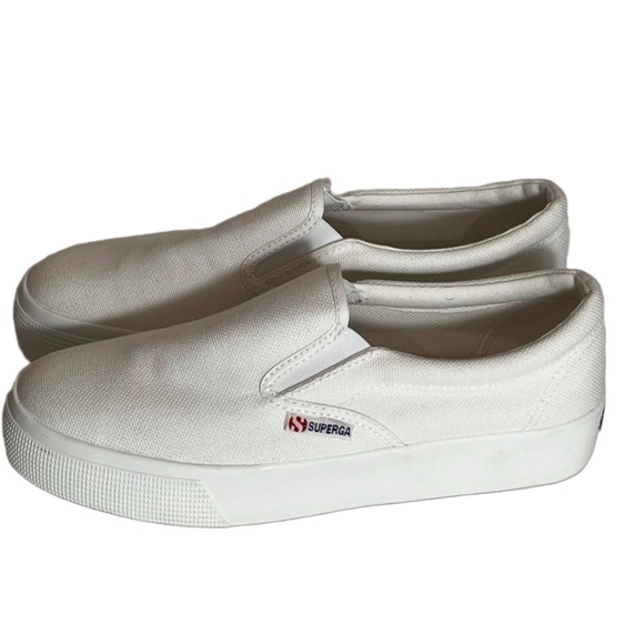 NWOT Superga Women’s White Cato Slip-on Platform Sneakers Sz 41.5 Sporty Preppy - Picture 2 of 10